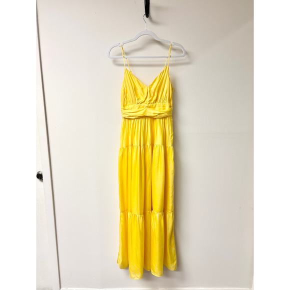 Intermix Noelle Sleeveless V-Neck Tiered Maxi A-Line Dress Yellow Women's Size 0 - Picture 2 of 5